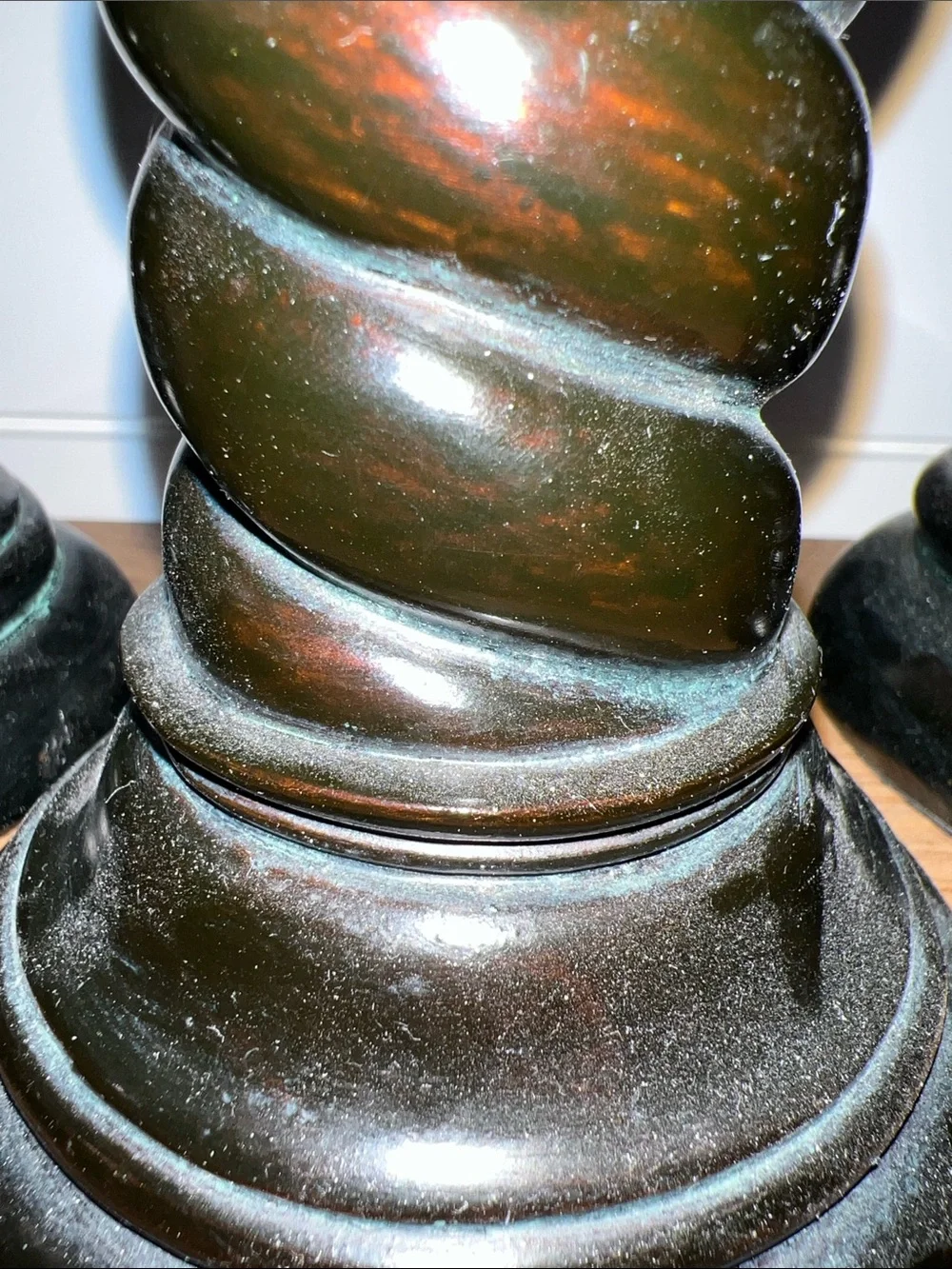 Vintage Classic Black Twisted Wood Candlestick Set with White Pillar Candles - Picture 13 of 15